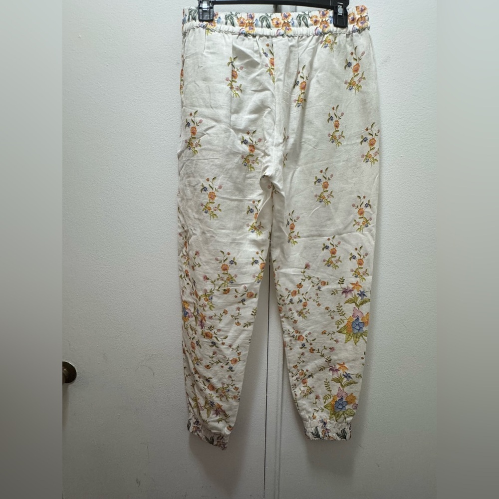 HEMANT & NANDITA White Pants with Floral Embroidery NWOT Medium - Picture 5 of 6